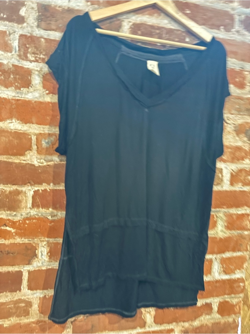 We The Free Black V-Neck Short Sleeve Tunic